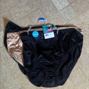 Vanity Fair Satin Panties in Black and Gold